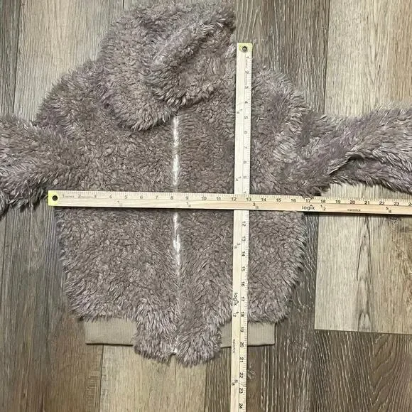 Princess Polly Teddy Cropped Jacket Lined Size 8 Faux Fur Tan Ski Contemporary - Picture 8 of 9